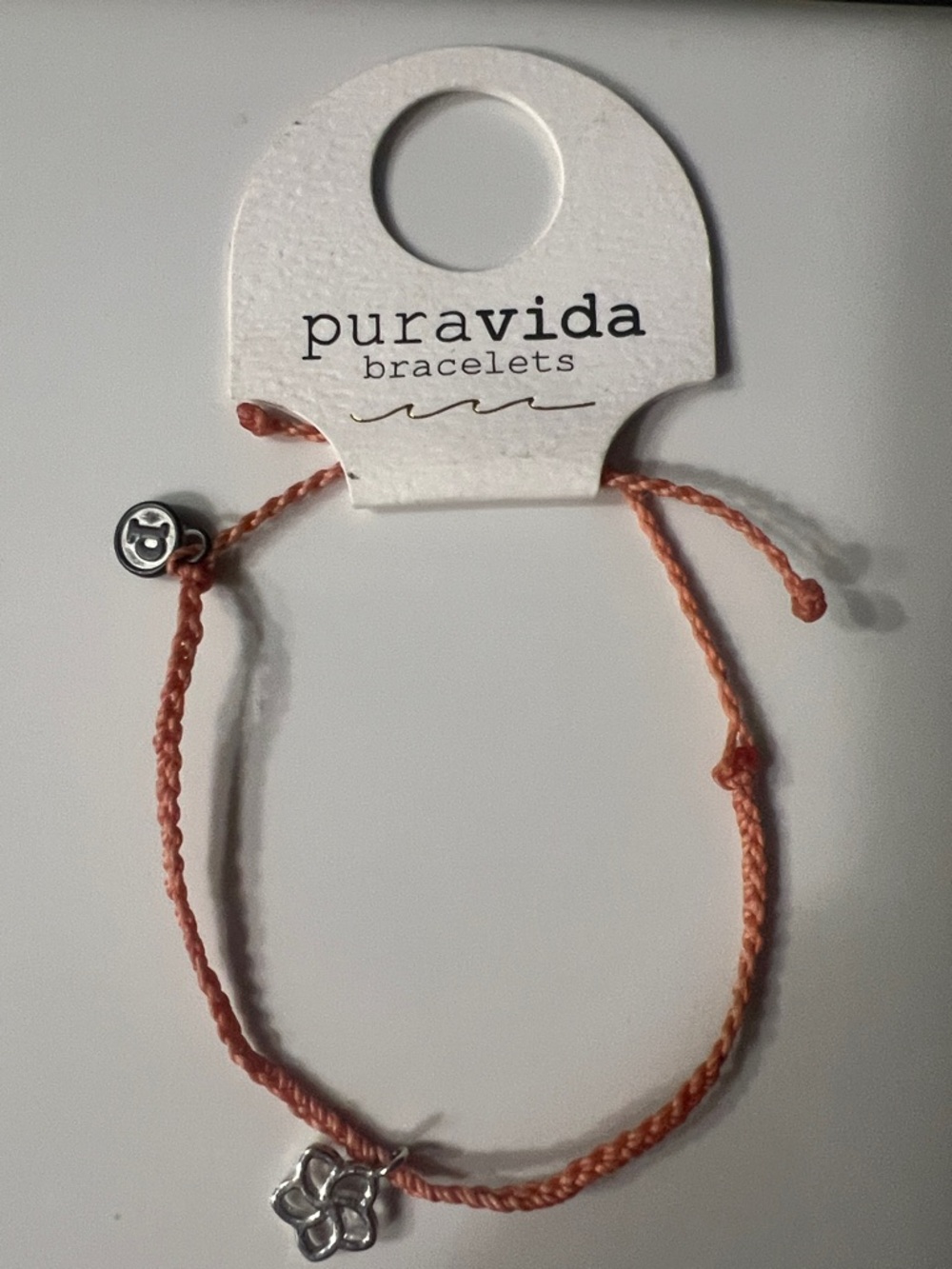 Pura Vida Coral Braided Flower Charm Bracelet